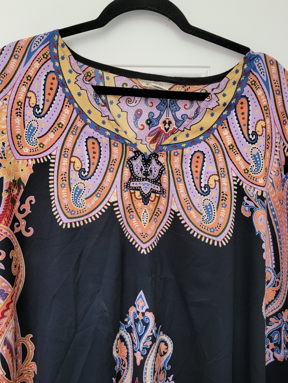 Gypsie Blu Black Pink Paisley Kaftan Mumu Kimono Boho Flowy One Size - Picture 3 of 10